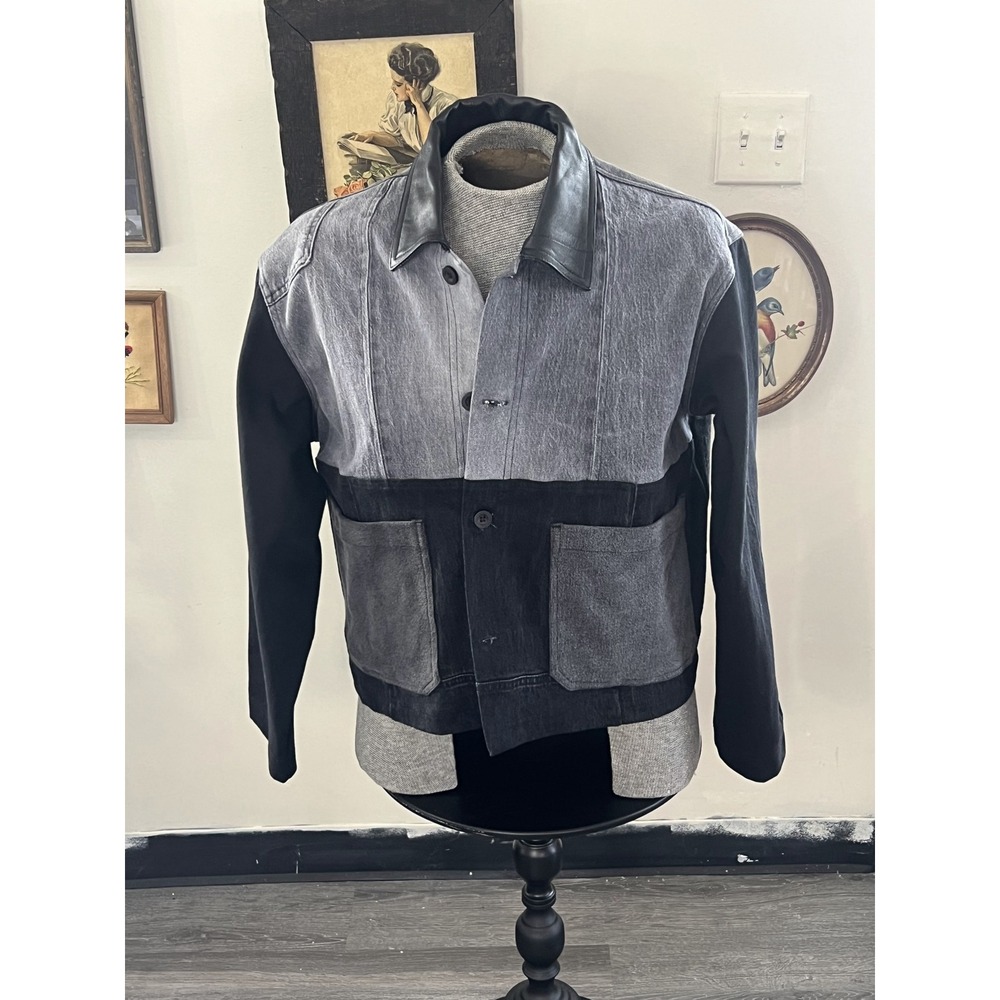 Suay Men's Grey & Black Colorblock Casual Jacket Size S